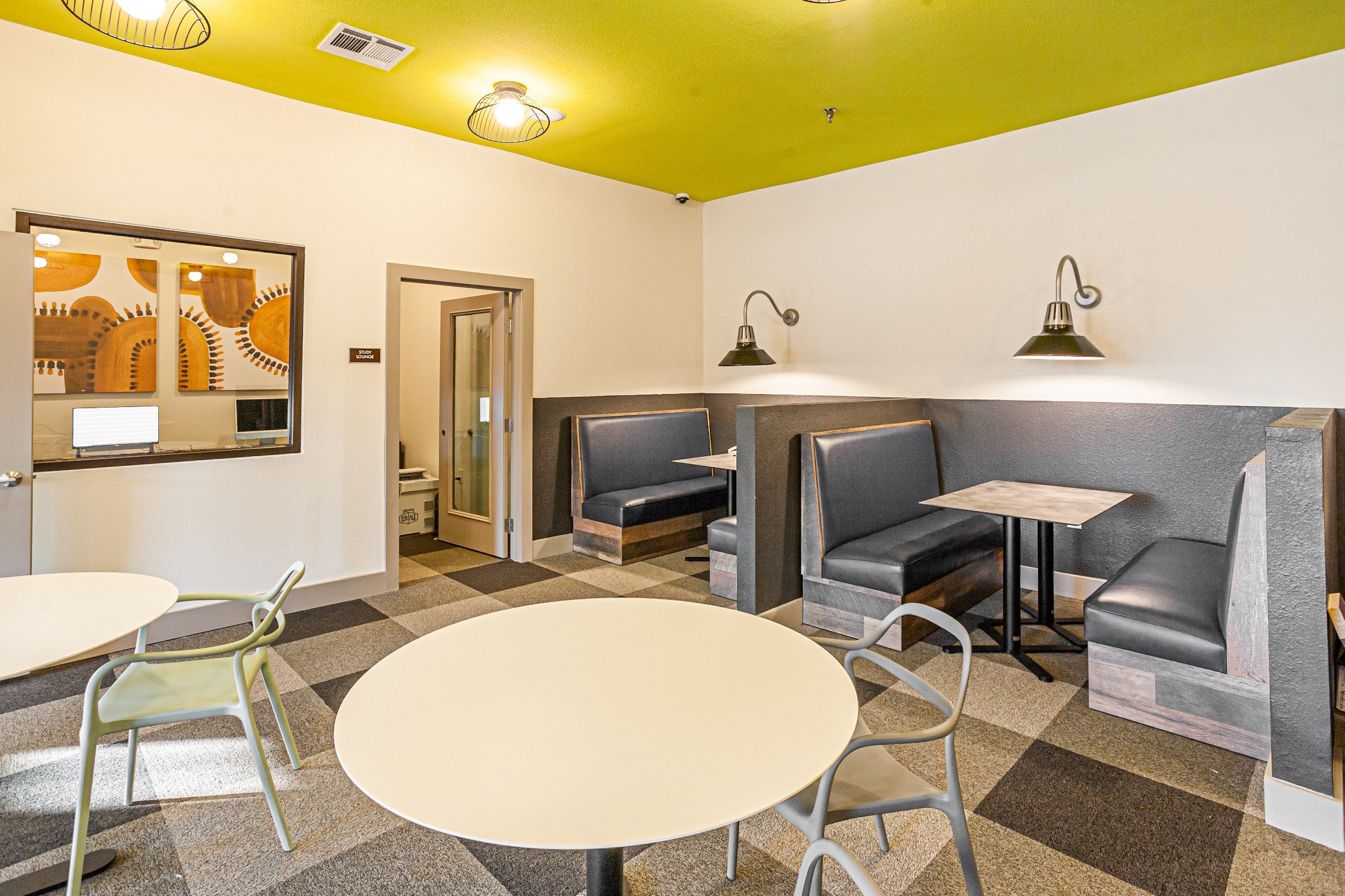 Study lounge with booth seating